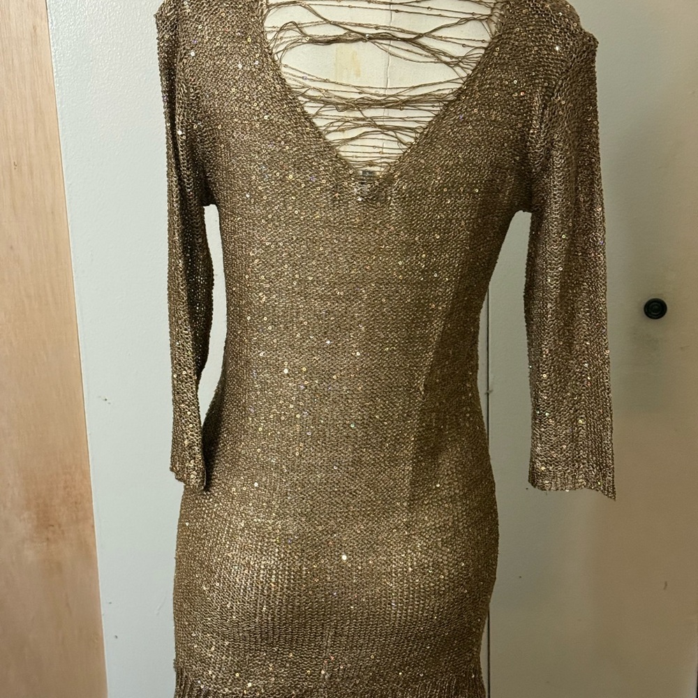 Gracia Gold Sequin Backless Dress